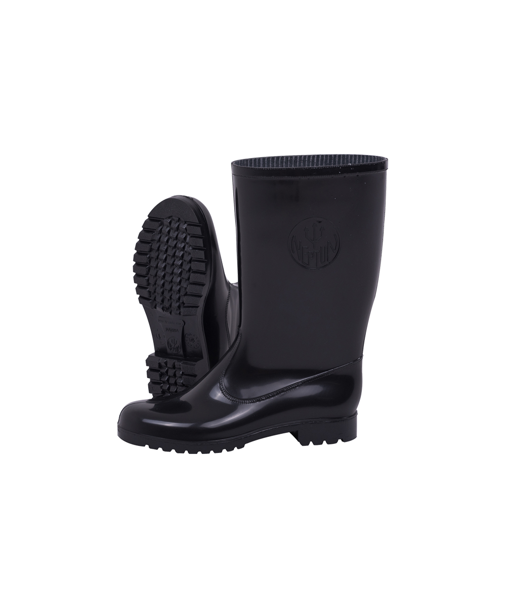 Women's Black/Black Calf Length Gumboot