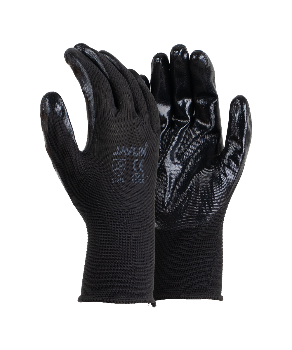 Black Nitrile Coated Gloves