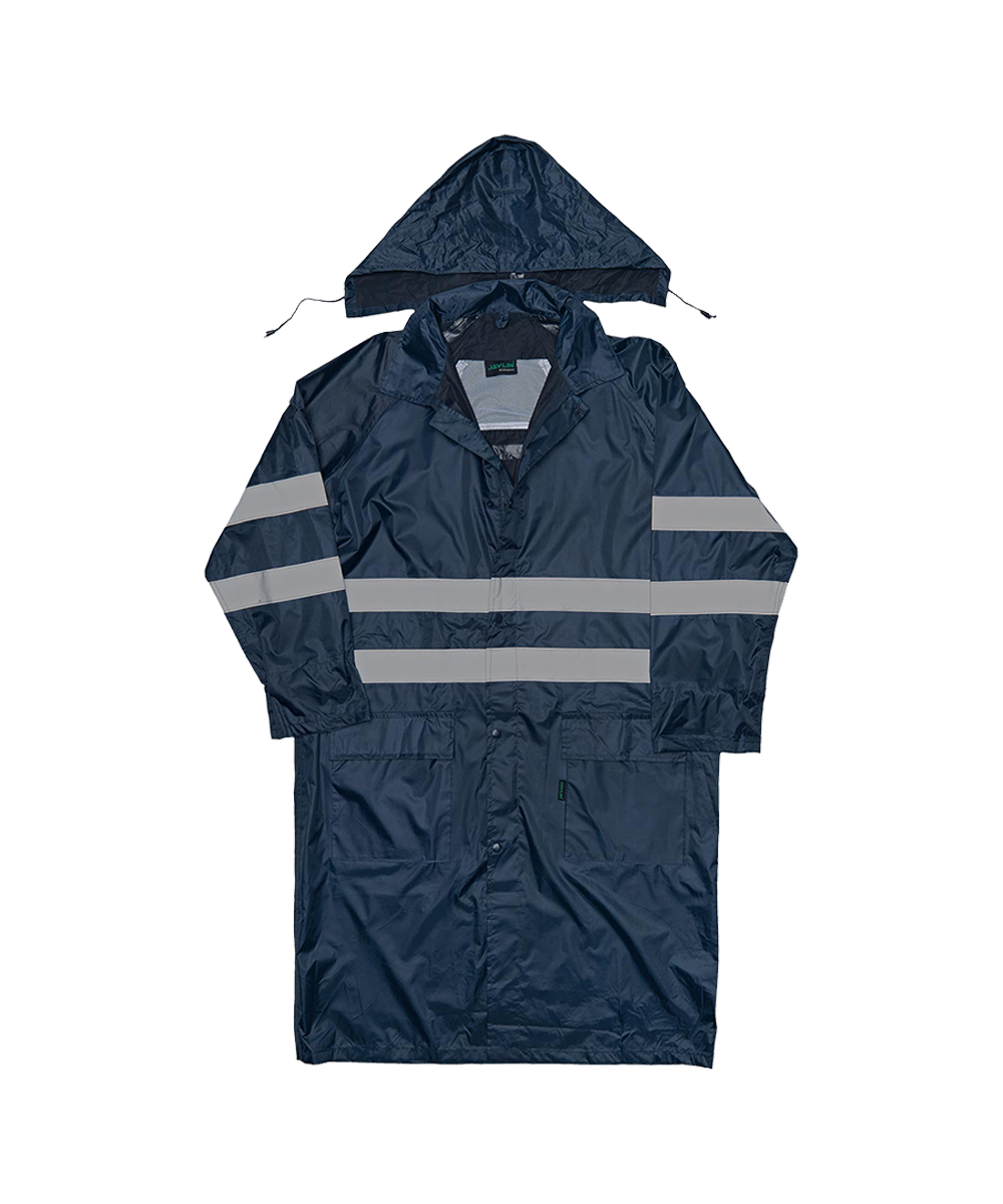 Polyester PVC Reflective Calf Length Rain Coat