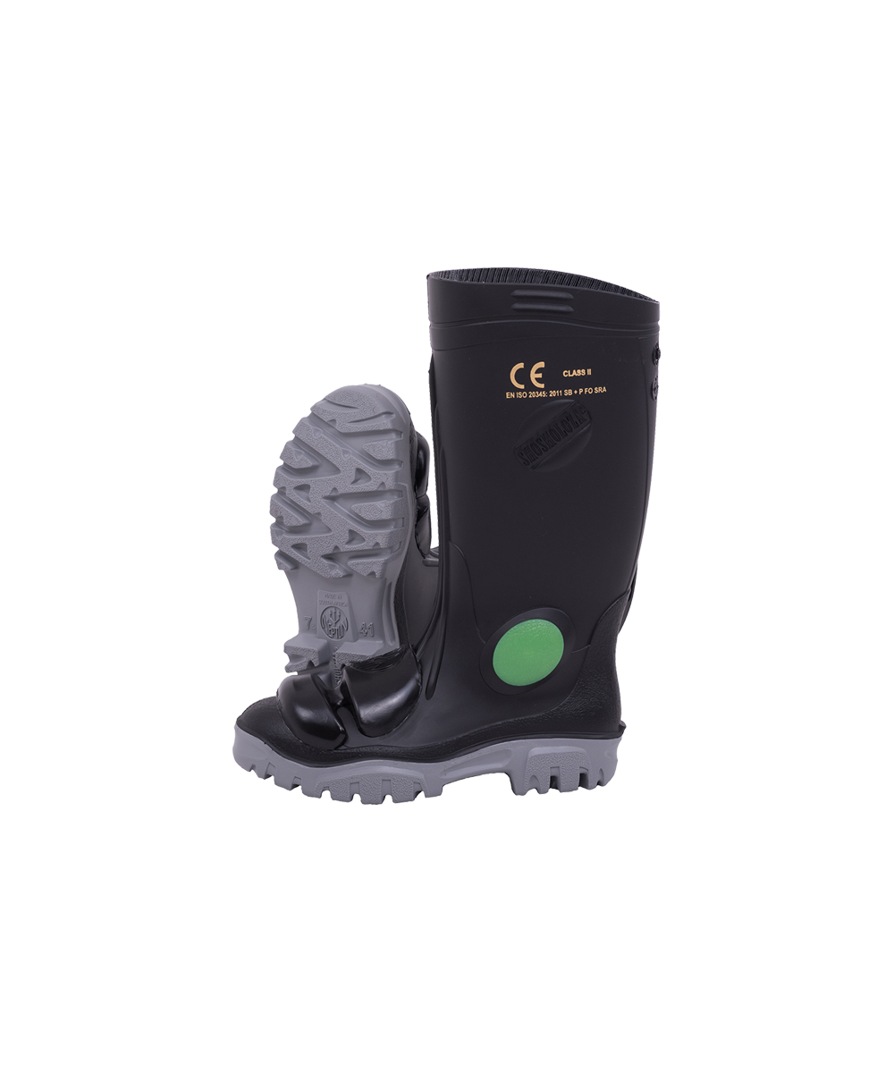 Black/Grey Knee Length Heavy Duty Metaguard Steel Toe And Midsole Gumboot