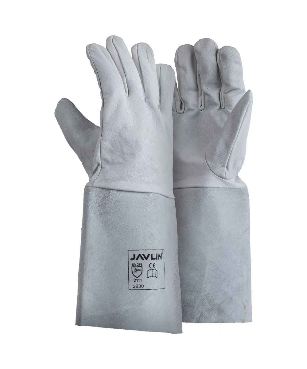 Premium White Goatskin Tig Welding Gloves - 15cm Cuff