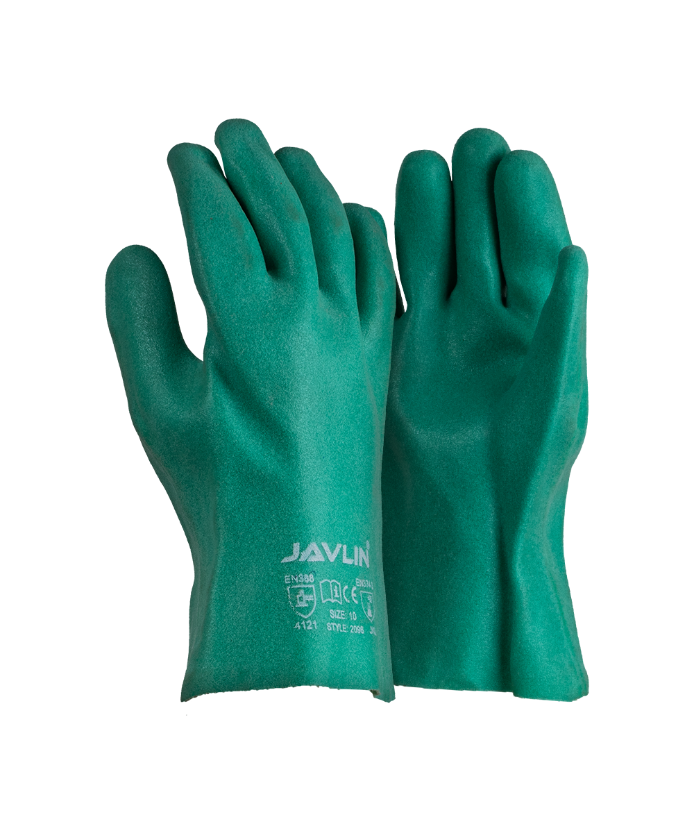Foam PVC Fluorescent Green Sandy Finish Gloves