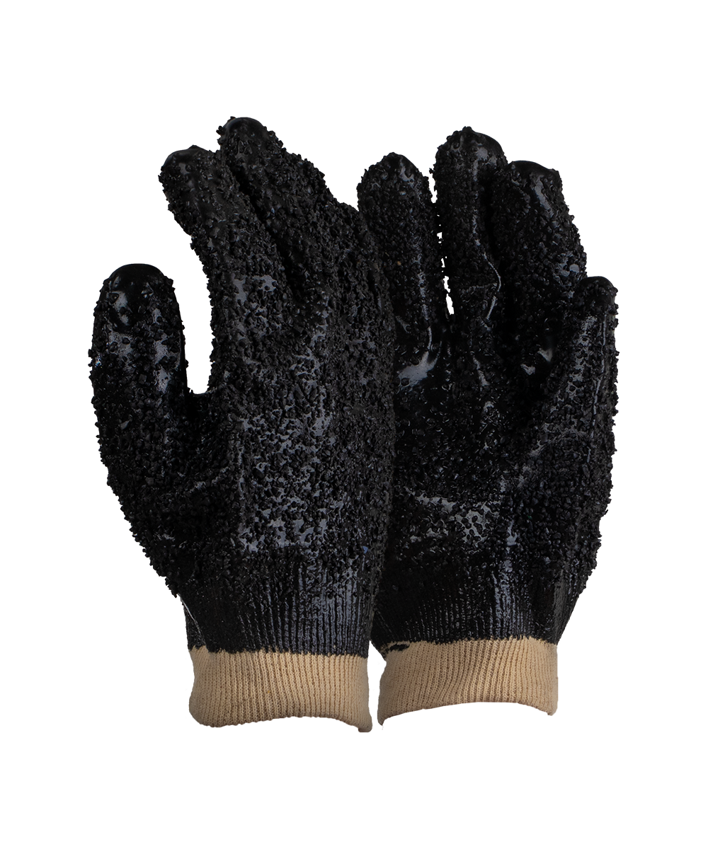 Premium Black Chip PVC Fully Granulated Gloves