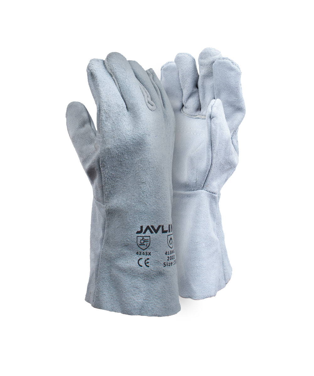 Chrome Leather Double Palm Gloves - 20cm Cuff