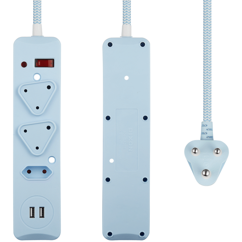 SWITCHED 3 Way Medium Surge Protected Multiplug with Dual 2.4A USB Ports 0.5M Braided Cord - Image 4