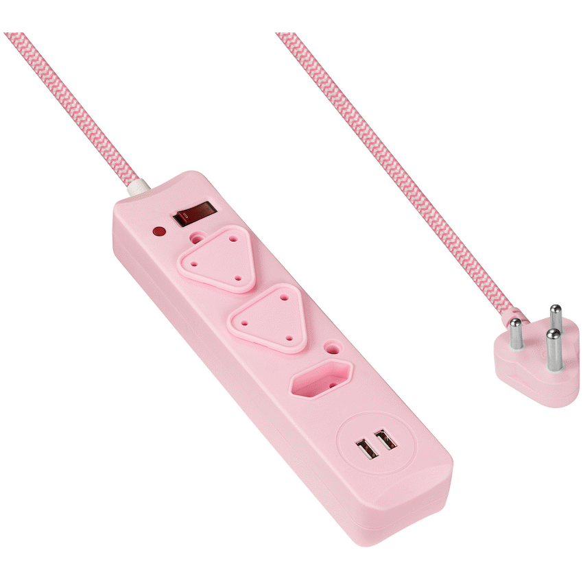 SWITCHED 3 Way Medium Surge Protected Multiplug with Dual 2.4A USB Ports 0.5M Braided Cord - Image 5