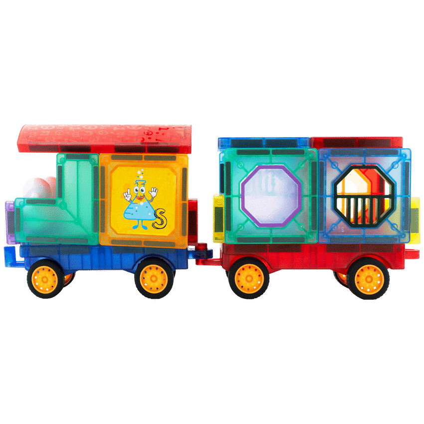 43 Magnetic Tiles with Windows and Car Parts