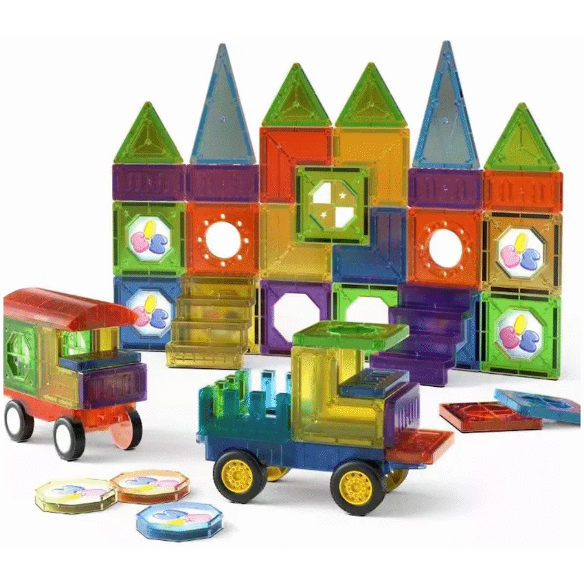 73 Magnetic Tiles, Windows, Stickers and Snowmen