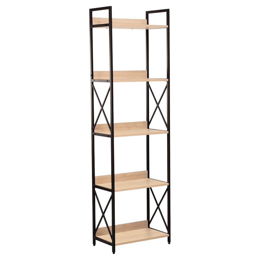 Everfurn Scandanavian Tall Bookcase with Steel Frame