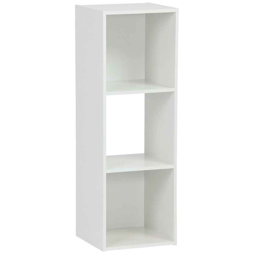 Everfurn Grayscale 3 Tier Bookshelf White, High Pressure Laminate
