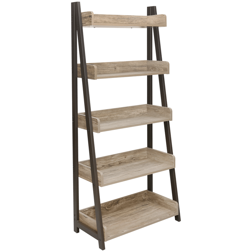 Everfurn Aegla 5-Tier Bookshelf - High Pressure Laminate with Powder-Coated Frame