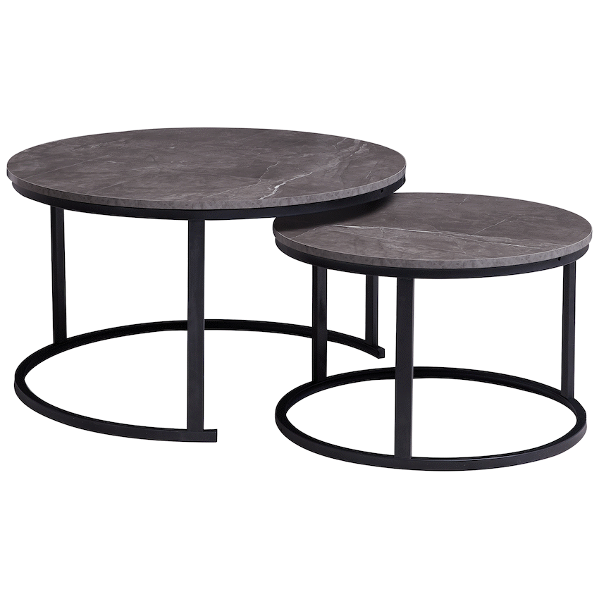 Everfurn Indus Nesting Coffee Table Marble Grey 2 - Piece