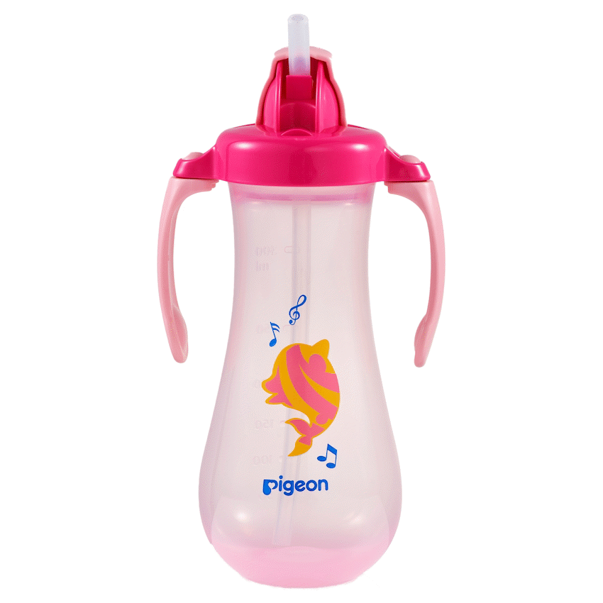 Pigeon Tall Straw Bottle - Pink