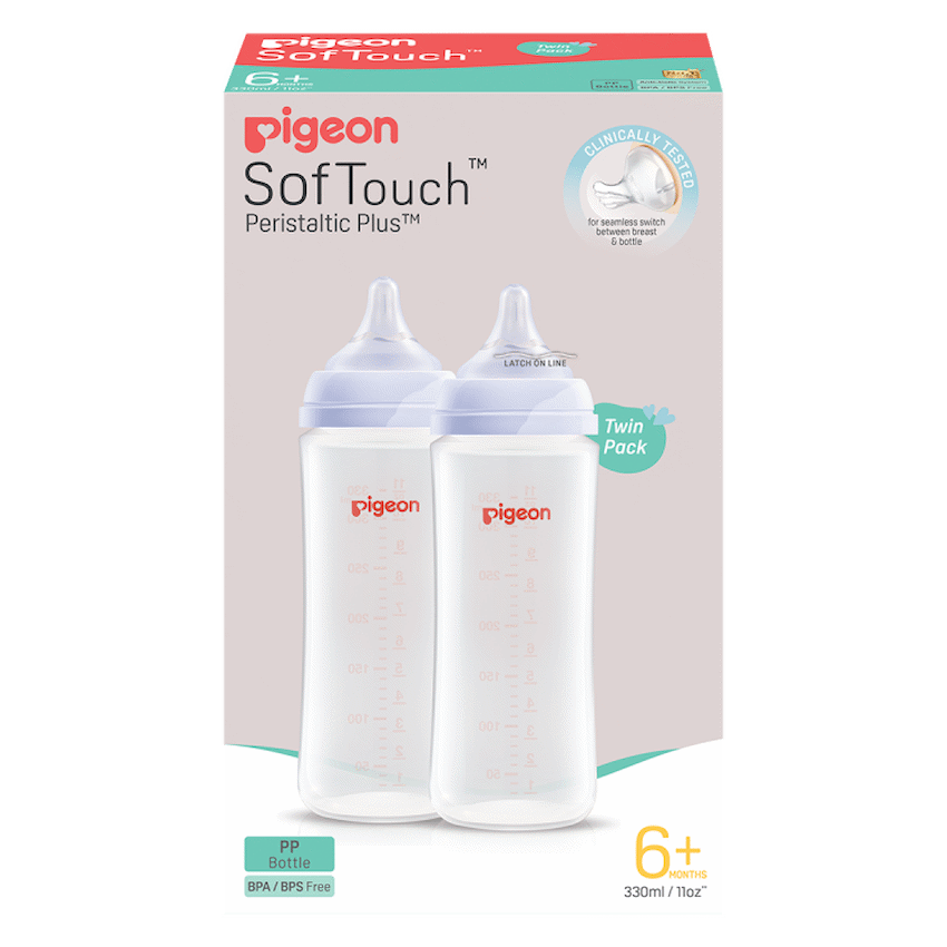 PIGEON SOFTOUCH BOTTLE PP 330ML (L) TWIN PACK
