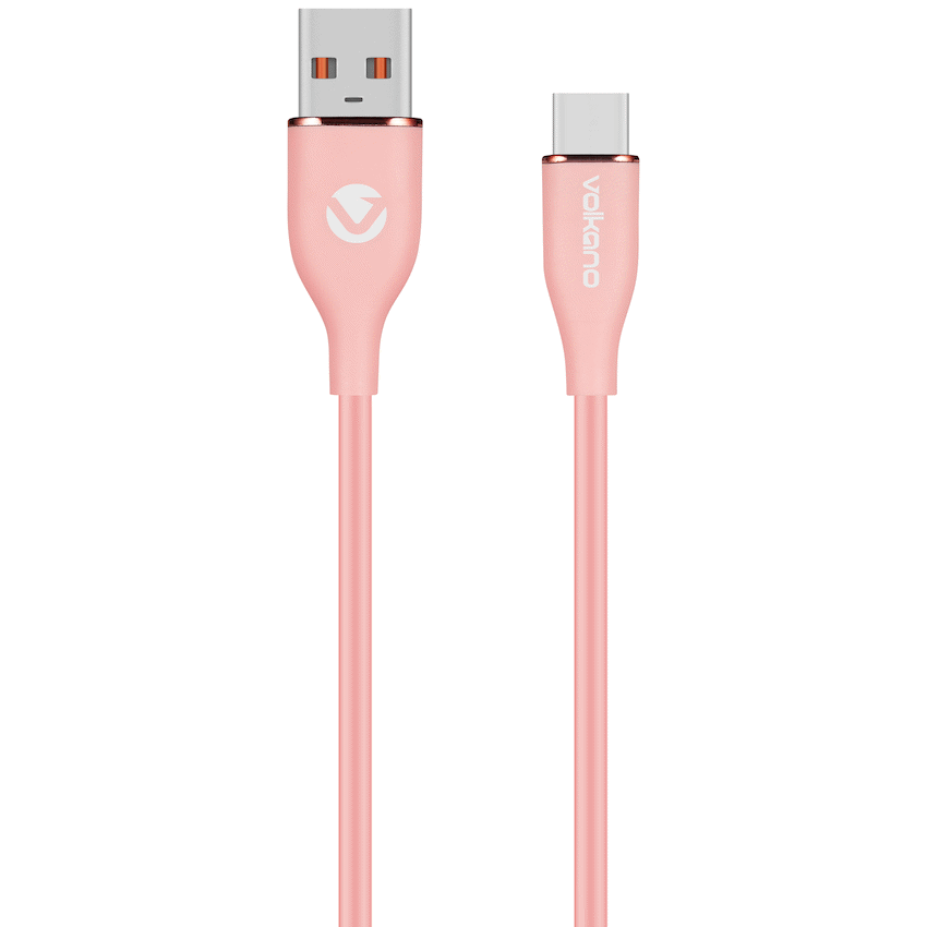 Volkano Flexi Series USB to Type-C Cable Bundle of 3 - White, Pink and Black