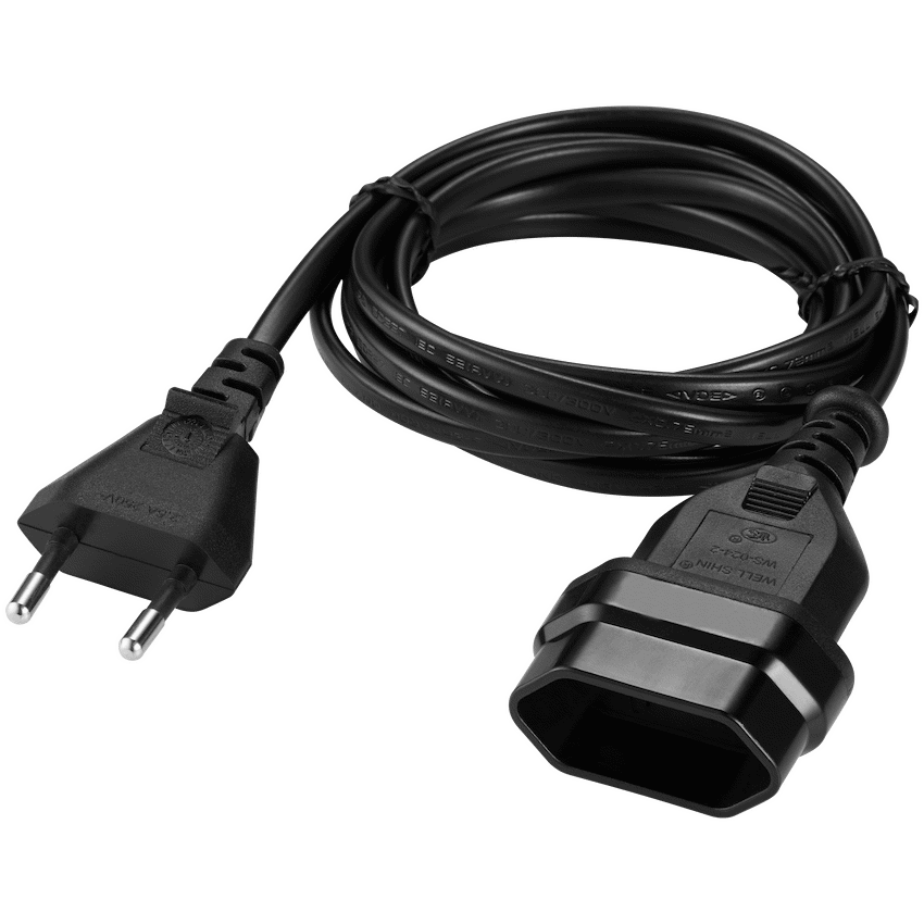 Switched Easy Cable Extender 2-Pin Euro to 2-Pin Euro Socket 2m