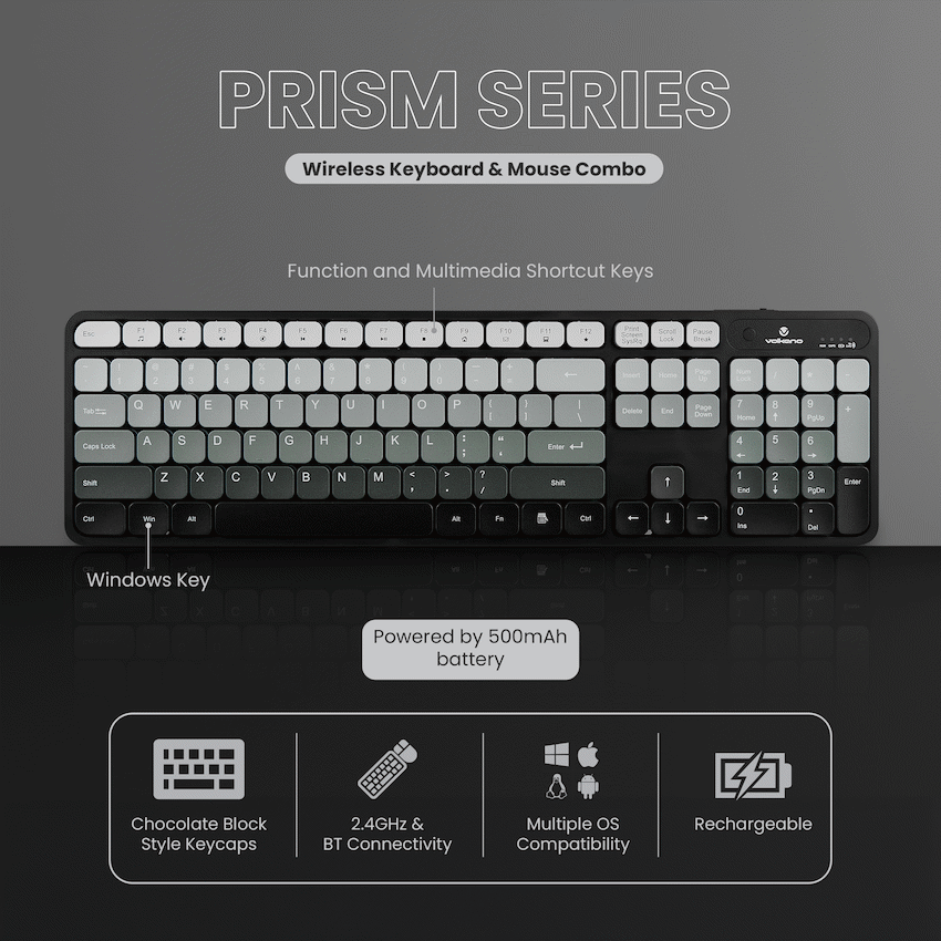 Volkano Prism Series Bluetooth Wireless Keyboard and Mouse - Image 3