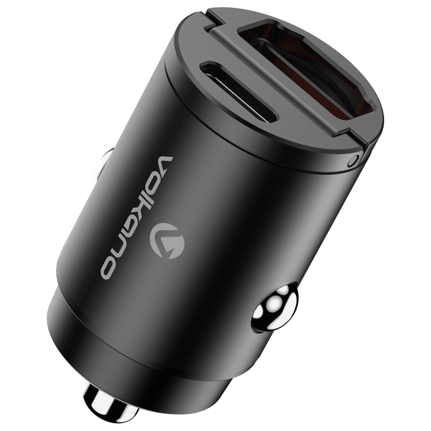 Volkano Veilix Series 45w PD Dual USB-A and USB-C Ultra Small Car Charger - Black