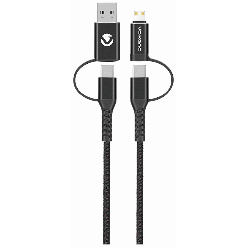 Volkano Weave Series 4-in-1 Cable Two Pack - 1.2m/4ft & 1.8m/6ft
