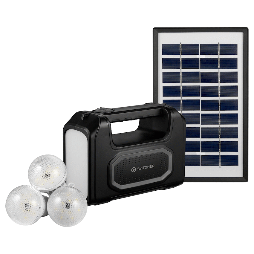 Switched Portable Power Station with Solar Panel - Black