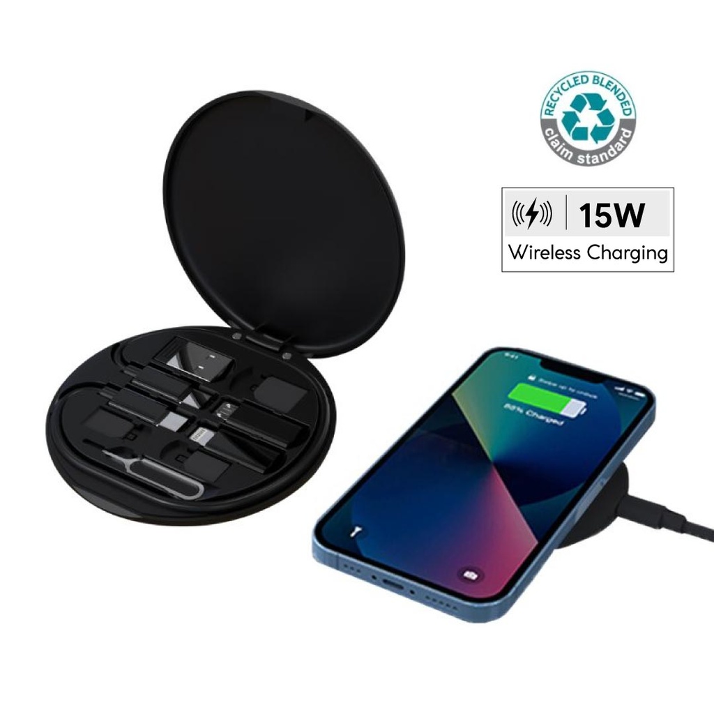 OSLO - @memorii Recycled 15W Wireless Charger Multi - Cable Set