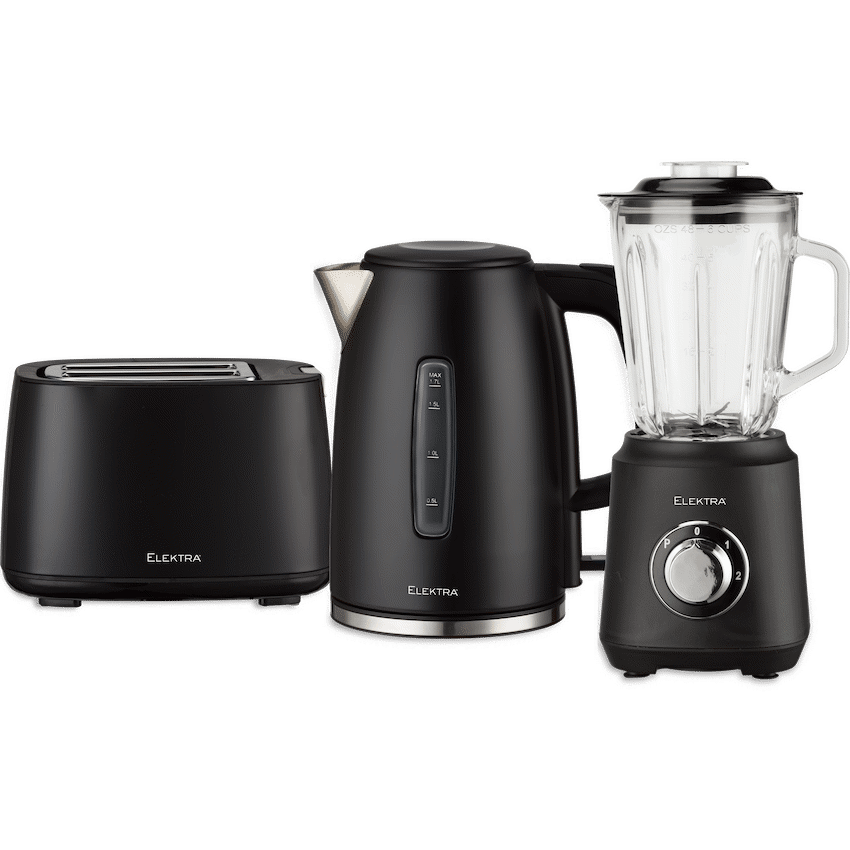 Elektra Kettle, Toaster and Blender Breakfast Set - Black