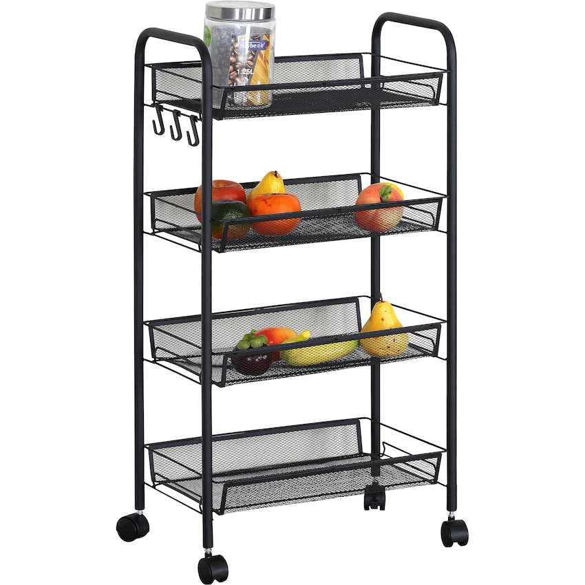 Everfurn Bram Kitchen Trolley with Casters - Black