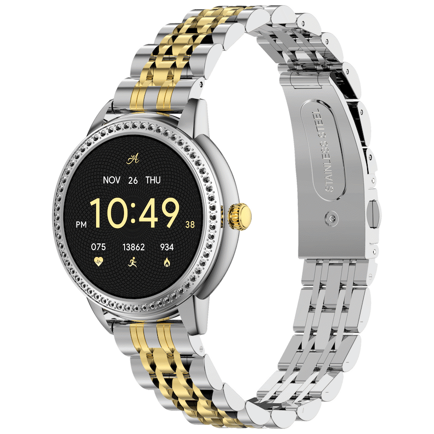 Volkano Ayla Collection Round Smartwatch With 2 Colour Metal link Strap