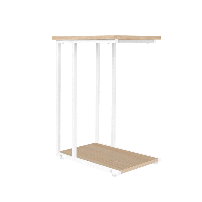 Everfurn Sofa Side Table - Oak and White