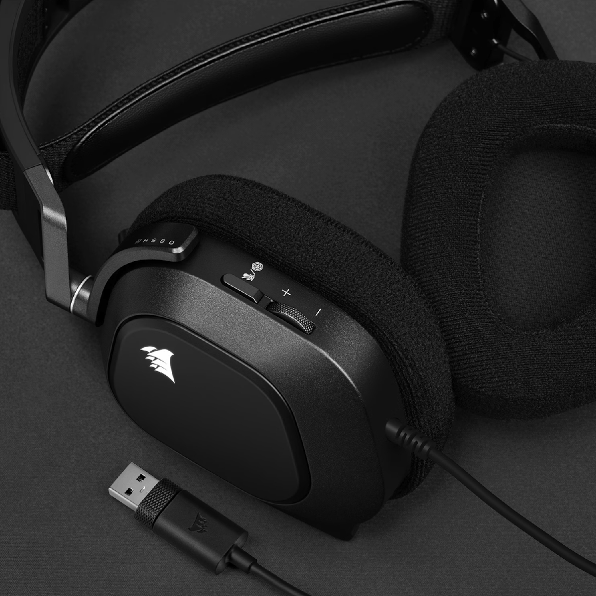 Corsair HS80 RGB USB Wired Over-Ear Gaming Headset — Carbon Black